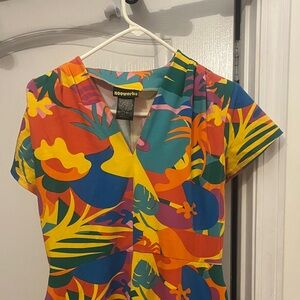 Nooworks tropical print dress cap sleeves